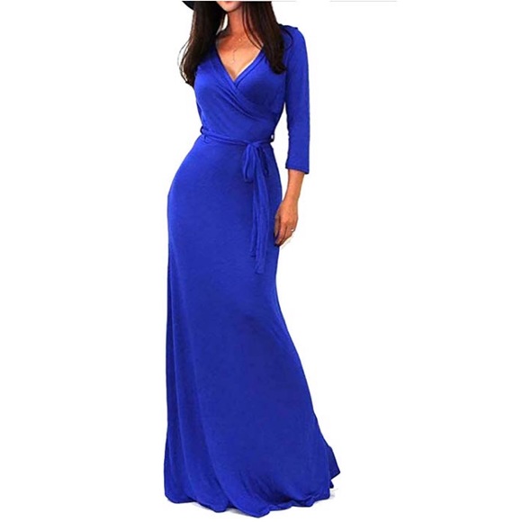royal blue wrap maxi dress